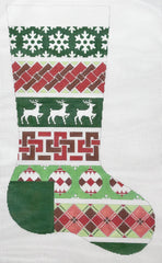 A Stitch In Time ASIT489 Red/Green Pattern Stocking