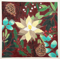 Laura Love Designs LLD-PW-7A Poinsetta Botanical Pillow - Red
