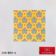 TRUNK SHOW- Stitch Rock Designs #SRD-64Y4 Flowers on Yellow (4 inch)