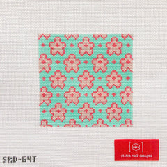 TRUNK SHOW- Stitch Rock Designs #SRD-64T4 Flowers on Turquoise (4 inch)