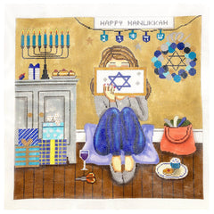 Gayla Elliott GEP347 Hanukkah Stitching Girl
