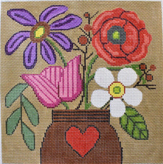 Gayla Elliot GEP273 Flowers in Heart Vase