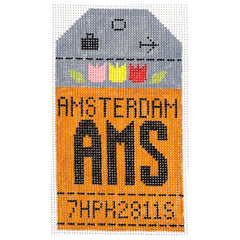 Hedgehog Needlepoint AMS Amsterdam Travel Tag