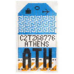 Hedgehog Needlepoint ATH Athens Travel Tag