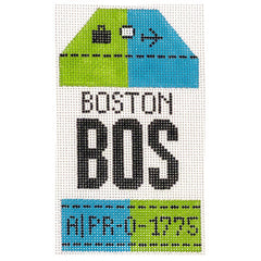 Hedgehog Needlepoint BOS Boston Travel Tag