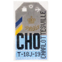Hedgehog Needlepoint CHO Charlottesville Travel Tag