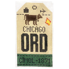 Hedgehog Needlepoint ORD Chicago Travel Tag