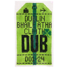 Hedgehog Needlepoint DUB Dublin Travel Tag