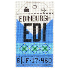 Hedgehog Needlepoint EDI Edinburgh Travel Tag