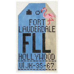 Hedgehog Needlepoint FLL Ft. Lauderdale Travel Tag
