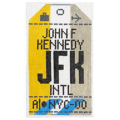 Hedgehog Needlepoint JFK John F. Kennedy Int'l. Travel Tag
