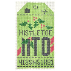 Hedgehog Needlepoint MTO Mistletoe Travel Tag