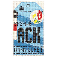Hedgehog Needlepoint ACK Nantucket Travel Tag