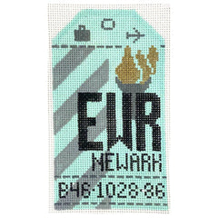 Hedgehog Needlepoint EWR Newark Travel Tag