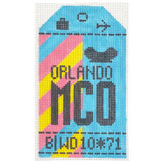 Hedgehog Needlepoint MCO Orlando Travel Tag