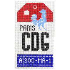 Hedgehog Needlepoint CDG Paris Travel Tag