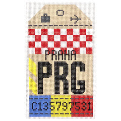 Hedgehog Needlepoint PRG Prague Travel Tag