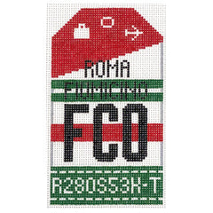 Hedgehog Needlepoint FCO Rome Travel Tag