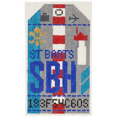 Hedgehog Needlepoint SBH St. Barts Travel Tag