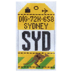 Hedgehog Needlepoint SYD Sydney Travel Tag