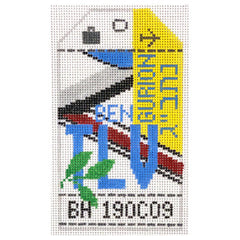 Hedgehog Needlepoint TLV Tel Aviv Travel Tag