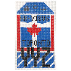 Hedgehog Needlepoint YYZ Toronto Travel Tag