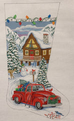 Alice Peterson 4280 Red Truck & Ski Lodge Stocking
