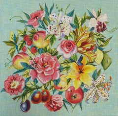 TRUNK SHOW: Colors of Praise FF329B Floral Arrangement on Turquoise