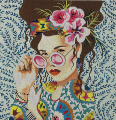 TRUNK SHOW: Colors of Praise PE245B Elegant Hippie Lady On Grey with Glasses