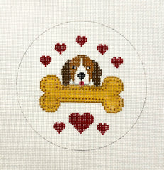 JP Needlepoint JP-X330 Dog with Bone Round