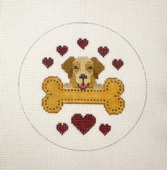 JP Needlepoint JP-X347 Dog with Bone Round