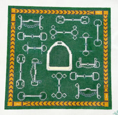 The Gingham Stitchery SS35 Bits and Stirrups Pillow