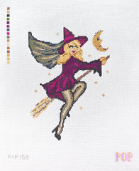 TRUNK SHOW: Pop! Needle Arts POP-158 Retro Witch in Purple