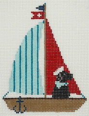 Stitch Style SS347 Sail Boat with Black Lab