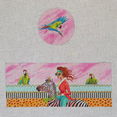 TRUNK SHOW: Colors of Praise TB105 Lady Riding Zebra with Parrots