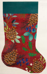 Laura Love Designs LL-ST-02C Red Pinecones Stocking