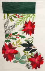 Laura Love Designs LL-ST-01A White/Red Holiday Floral Stocking