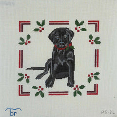 TRUNK SHOW: Blue Ridge Stitchery P9-BL Black Lab Puppy w/ Holly