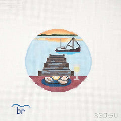 TRUNK SHOW: Blue Ridge Stitchery R30 - su Seasons: Summer - Oysters on the Pier