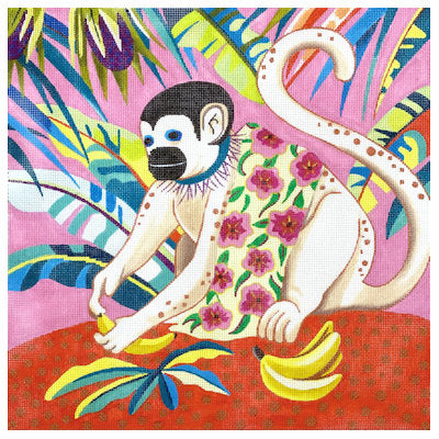 Colors of Praise # AN419 Monkey with Bananas Pink/Red