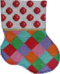 Associated Talents  #CT-1908  Red Coin Dot/Harlequin Mini Sock