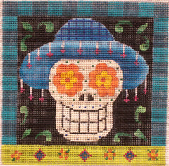 A Denise DeRusha needlepoint canvas of Utah. The design has been  handpainted onto 18 mesh mono Zweigart needlepoint canvas and measures  4.75 x 4.75. It is sold canvas-only or with threads. –