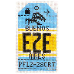 Hedgehog Needlepoint EZE Buenos Aires Travel Tag