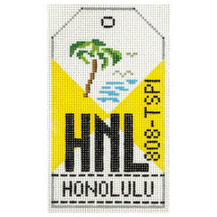Hedgehog Needlepoint HNL Honolulu Travel Tag