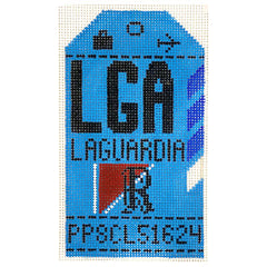 Hedgehog Needlepoint LGA LaGuardia Travel Tag
