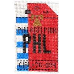 Hedgehog Needlepoint PHL Philadelphia Travel Tag