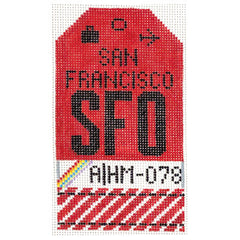 Hedgehog Needlepoint SFO San Francisco Travel Tag
