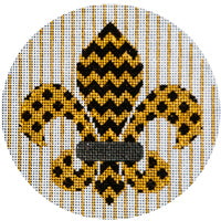 JP Needlepoint #L-630 Black & Gold Fleur de Lis