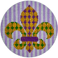 JP Needlepoint #L-631 Purple, Green & Gold Fleur de Lis