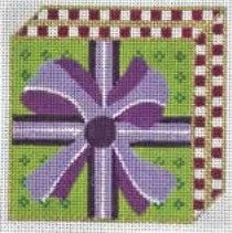 Blue Bow with Flowers Handpainted 18 Mesh Needlepoint Canvas with